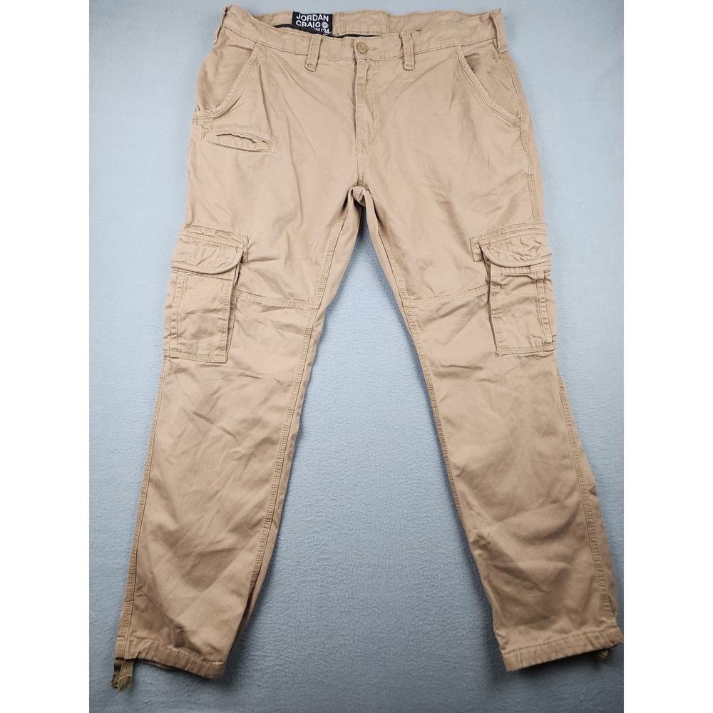 Jordan Craig Pants Mens 38x34 Beige Cargo Canvas Relaxed Casual Workwear HipHop